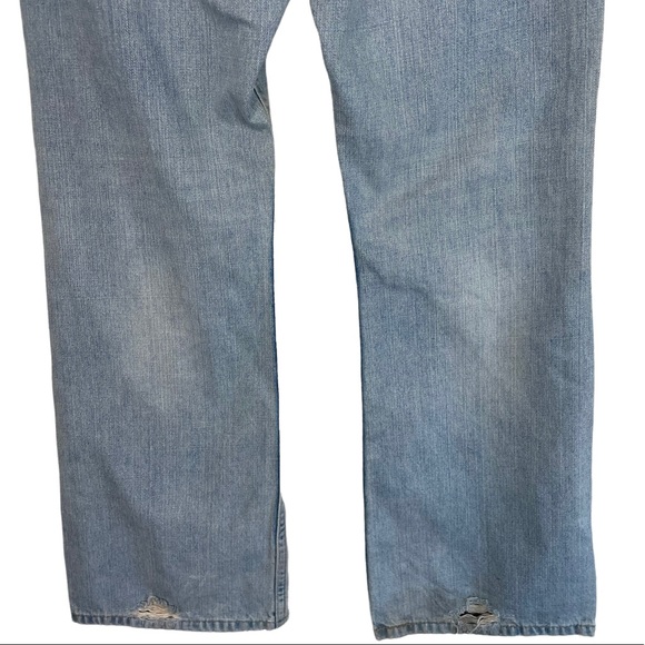 Levi’s Distressed 527 Low Boot Cut Destroyed Light Blue Wash Denim Jeans W32 L30 - Picture 3 of 16